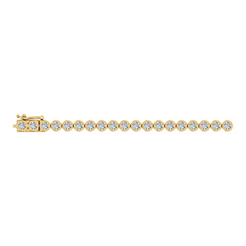 5 Carat Bezel Set Diamond Tennis Bracelet in 10K Gold (7.5 Inch)