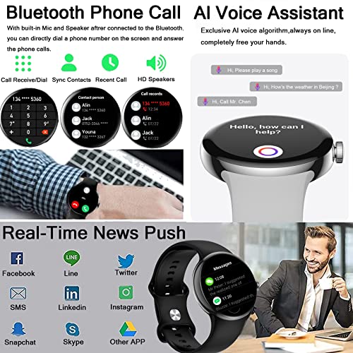 ZILSPY Smart Watch with Text and Call 1.3   AMOLED Full Touch Voice Control Fitness Watch with 100+ Sports/SpO2 /Sleep /Heart Rate Monitor Android Smart Watches for Women Men (Black)