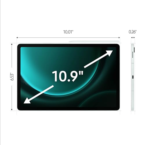 SAMSUNG Galaxy Tab S9 FE Wi-Fi 10.9” 256GB Android Tablet, IP68 Water- and Dust-Resistant, Long Battery Life, Powerful Processor, S Pen, 8MP Camera, Lightweight Design, US Version, 2023, Mint