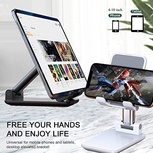 Meetuo 2 Pcs Cell Phone Stand, Adjustable Angle Height Phone Stand for Desk, Fully Foldable/Portable Phone Holder, Compatible for iPhone 14/13/12/Smartphones