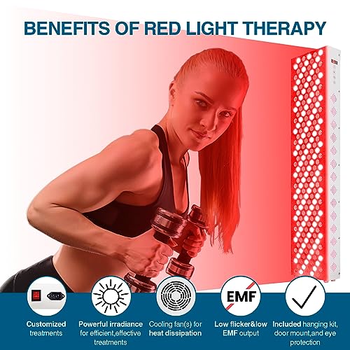 Onerbl Infrared Light Therapy Facial Beauty Equipment, 660nm 850nm High Power Red Light Recovery, 200 LED Dual Chip Light Beads Treatment, Improve Skin Problems, Female Beauty Flats,310w