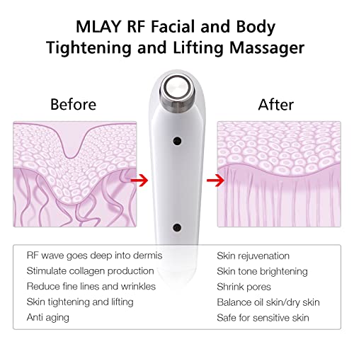 MLAY RF Radio Frequency Facial Massager for Women, Safe for Sensitive Skin | Wrinkle Removal | Skin Rejuvenate | Anti Aging | Tighten Firm Face Eye Neck Arm Thigh Stomach Legs Skin Care Set