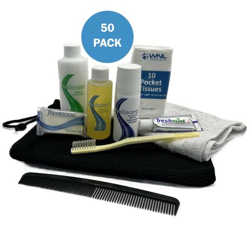 WNL Products 1400SUB-50PACK Deluxe Adult Comfort Kit in Clear Pouch, Premium Essential Wholesale Personal Hygiene & Toiletry Supplies, 50 Pack