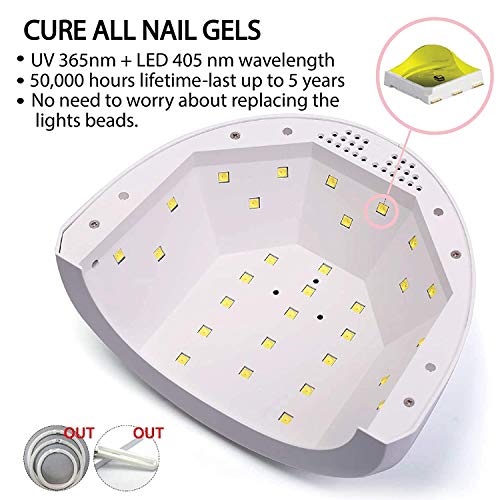 UV LED Nail Lamp, SUNUV Gel Nail Light for Nail Polish 48W UV Dryer with 3 Timers SUNone