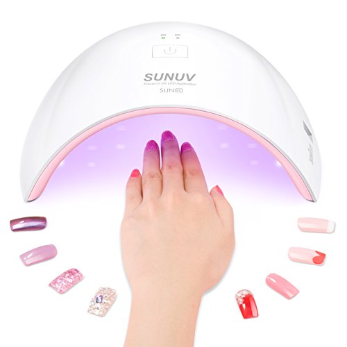 SUNUV UV LED Nail Lamp, Gel UV Light Nail Dryer for Gel Nail Polish Curing Lamp with Sensor 2 Timers SUN9C Pink Valentine Gift for Woman Girl