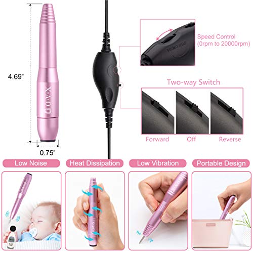 Portable Electric Nail Drill File Machine with Acrylic Nail Kit Set Professional 20000rpm Manicure Pedicure with Sanding Bands Brush for Nail Art Gel Nail Polish Tips Clippers