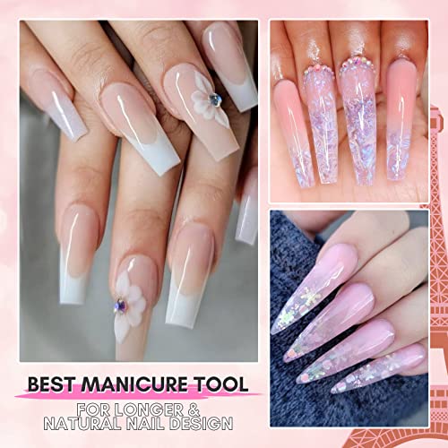 Makartt Poly Nail Gel Kit, Clear Pink Spring Color Nail Gel Kit Poly Nail Extension Gel Valentine s Day Gift Nail Enhancement Set Gel Kit All-in-one Nail Thickening Solution Salon Home French Manicure