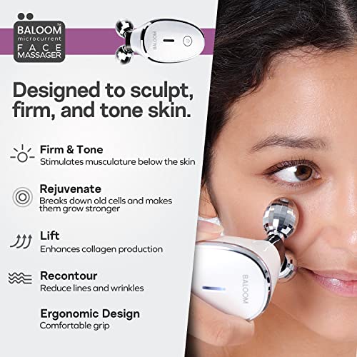 Baloom Microcurrent Facial Massager - Skin Tightening Care for Women and Men - Face/Body Wrinkle Removal, Anti Aging, Skin Rejuvenation, Face Lift , Acne Spot Treatment - 10 Minutes A Day.