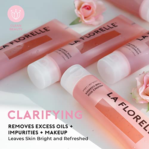 LA FLORELLE Provence Rose Foam Facial Cleanser: Non-Irritating Makeup Remover and Daily Face Wash for Women, Made with All Natural Ingredients for Gentle Exfoliation and Hydration for All Skin Types - 4.73 FL.OZ