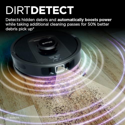 Shark Detect Pro Self-Empty Robot Vacuum with NeverStuck Technology, Auto Deep-Clean Carpets & Hardfloors, 30 Day Capacity HEPA Bagless Base, for Pet Hair, WiFi Black (AV2820S)