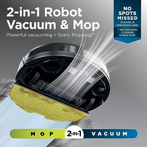 Shark AI Ultra 2in1 Robot Vacuum & Mop with Sonic Mopping, Matrix Clean, Home Mapping, HEPA Bagless Self Empty Base, CleanEdge Technology, for Pet Hair, Wifi, Works with Alexa, Black/Silver (RV2610WA)