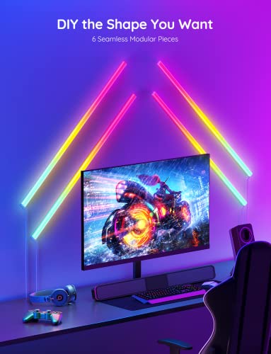 Govee RGBIC LED Wall Lights, Glide Wall Lights, Works with Alexa and Google Assistant, Smart LED Light Bars for Gaming Room Decor and Streaming, Multicolor Glide Sconces, Music Sync, 6 pcs