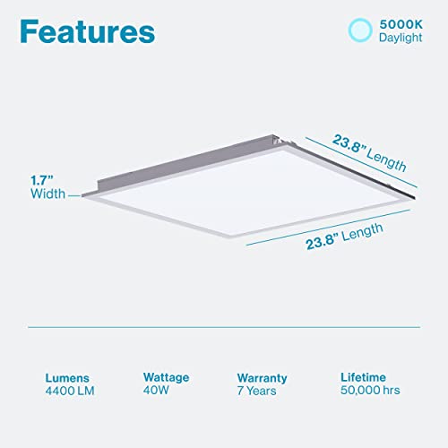 Sunco Lighting 10 Pack 2x2 LED Flat Panel Light 5000K Daylight, 40W, Dimmable 0-10V, 4400 LM, Back-Lit Drop Ceiling Troffer Replacement Light Fixture, Direct Wire, Dustproof Commercial Grade, ETL