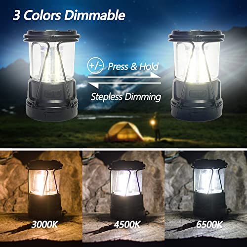 LED Camping Lantern for Power Outages: 3000mAh Solar Rechargeable Lantern with AA Battery Powered Option & USB Charging Port, Emergency Lamp Flashlight for Home Electric Failure & Hurricane