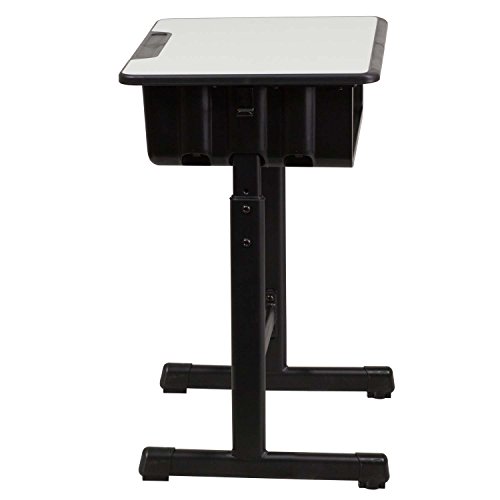 Flash Furniture Billie Student Desk with Grey Top and Adjustable Height Black Pedestal Frame