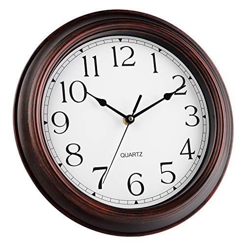 KECYET Wall Clock - 12 Inch Silent Non-Ticking Wall Clocks Battery Operated - Vintage Retro Rustic Style Decorative for Living Room Kitchen (Bronze)